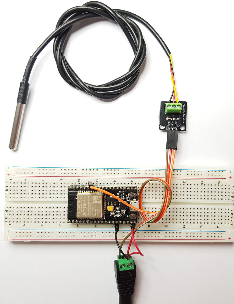 DS18B20 Temperature Sensor for Arduino, ESP32, ESP8266, Raspberry Pi, Waterproof Stainless Steel Probe, 2 Pieces With Adapter