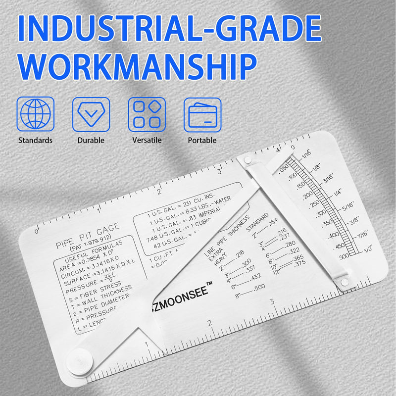 Pipe Pit GAGE Stainless Steel Measuring Gauge Pipeline Mine Welding Inspection Ruler Weld Inspection Ruler