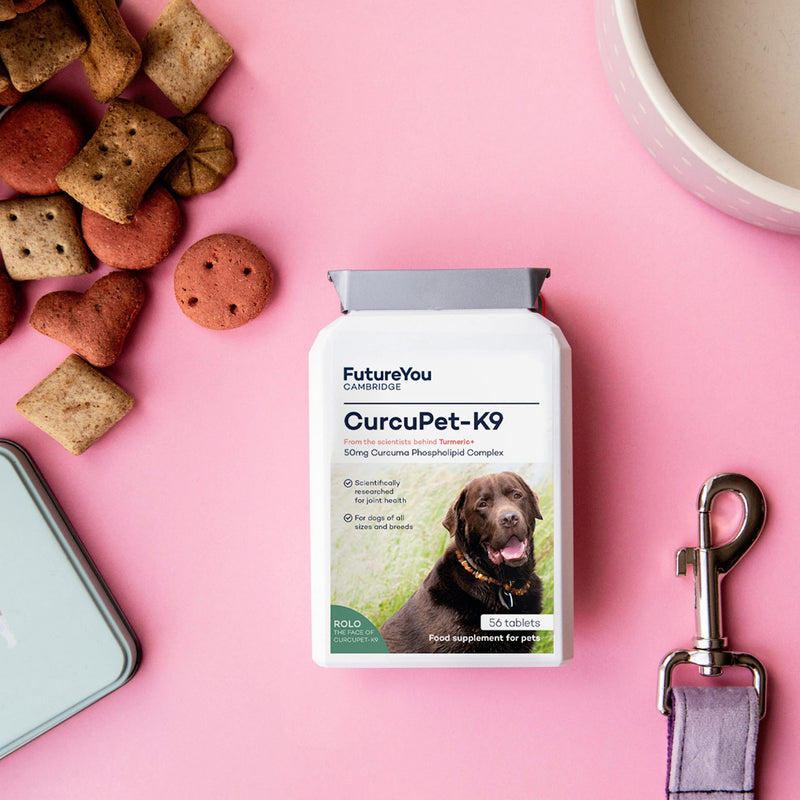 FutureYou Cambridge Curcupet-K9 Turmeric for Dogs - 56 Tablets - Highly Absorbable Joint Health Supplement with Patented Curcumin Formulation - Developed, UK - PawsPlanet Australia