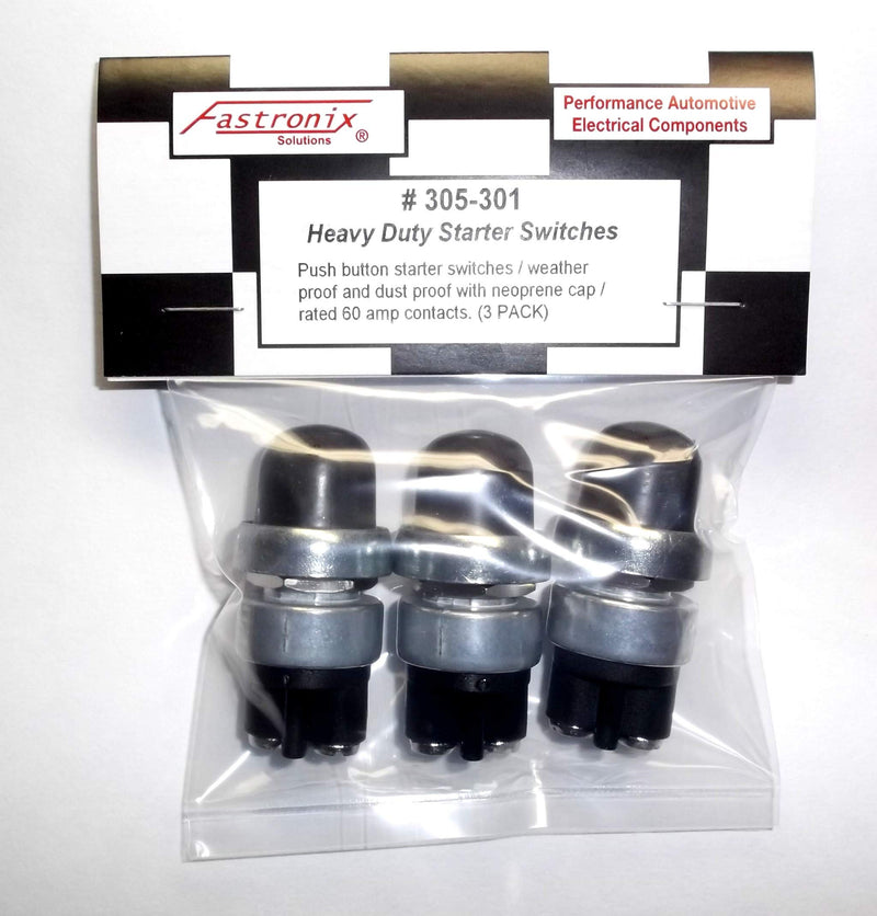 Fastronix 3 Pack Heavy Duty Push Button Momentary Start Switch (Neoprene Cap) Neoprene Cap 3 Pack