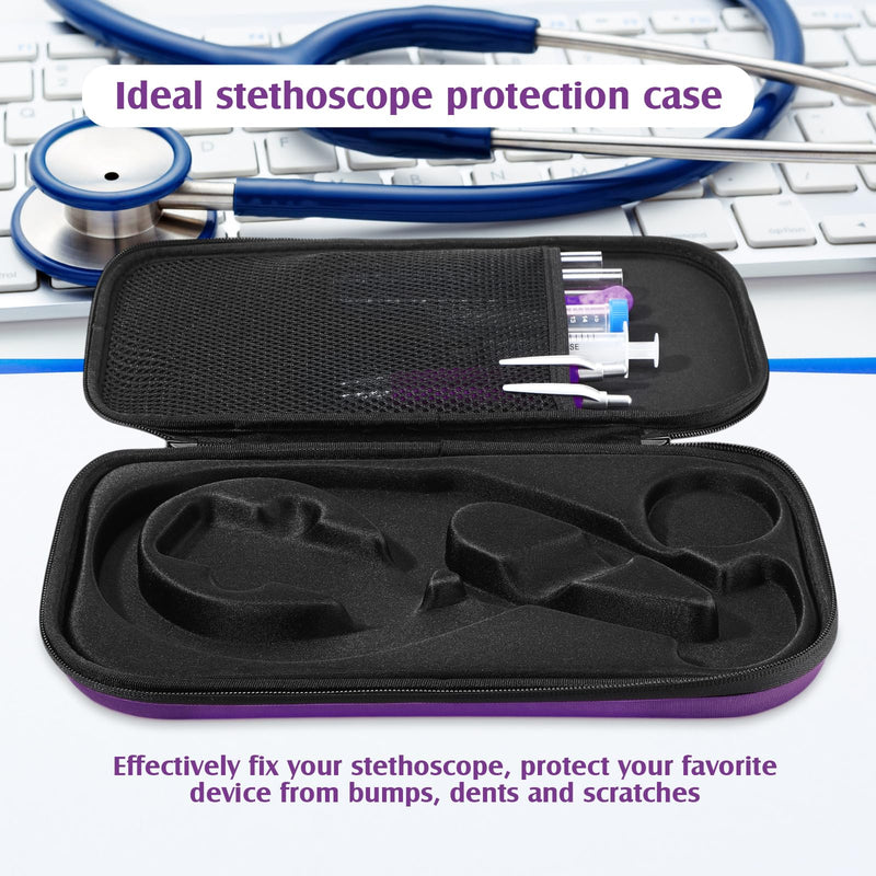 1 Pack Digital Stethoscope Case, 13.19 x 7.48 x 1.77 Inches Large Carrying Case Compatible with Digital or Cardiology Stethoscope (Purple) Purple