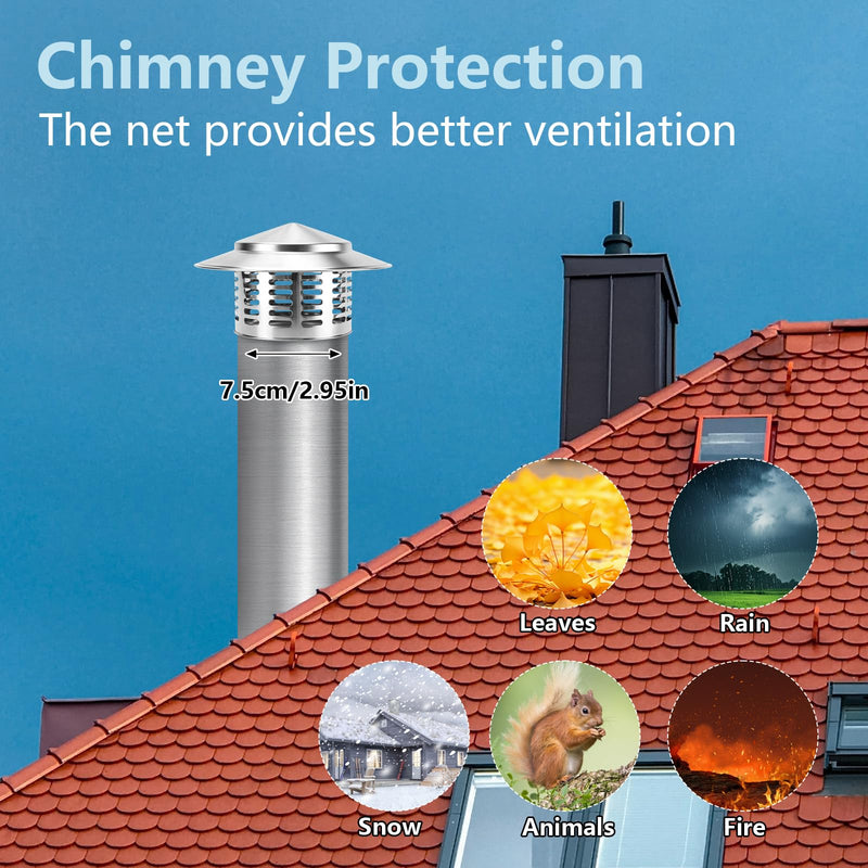 Stainless Steel Chimney Caps Cover for Outside (3 in, Silvery) 3 inch