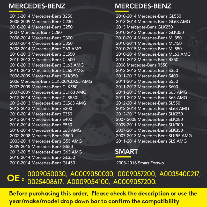 NPAUTO TPMS Sensor Fits for Smart Fortwo, Mercedes Benz C300 C350 C63/CL63 AMG CL550 CL600 B250 C230 C250 C280 E350 ML350 & More, 4-Pack Tire Pressure Monitoring System Sensors Replace# A0009050030