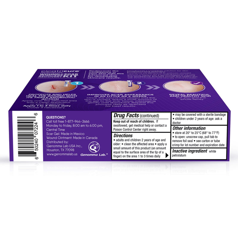 Cicatricure Skin Recovery Kit: Advanced Scar Gel & Open Wound Care Antibiotic Ointment, Reduces Stretch Marks, Surgical & Acne Scars, Treats Cuts & Burns, 1 oz Each - for Adults & Kids