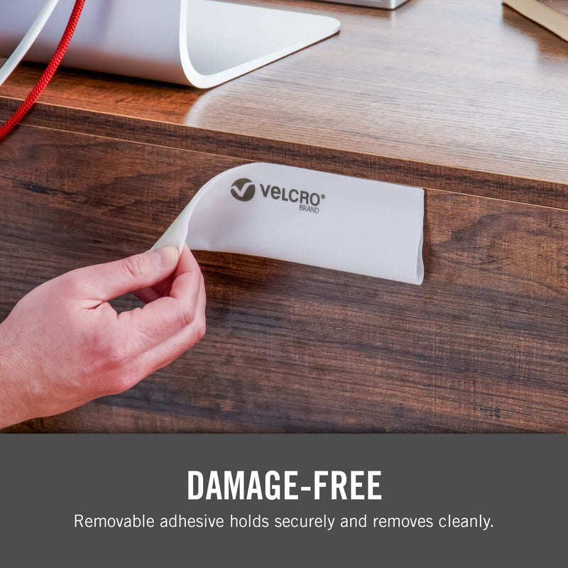 VELCRO Brand Cable Sleeves. Organize Messy Wires on Desk, Behind TV or Game Console. 16-Inch (2x8in) White. Removable Adhesive Mounts to Smooth Surfaces 8in - 2Pk