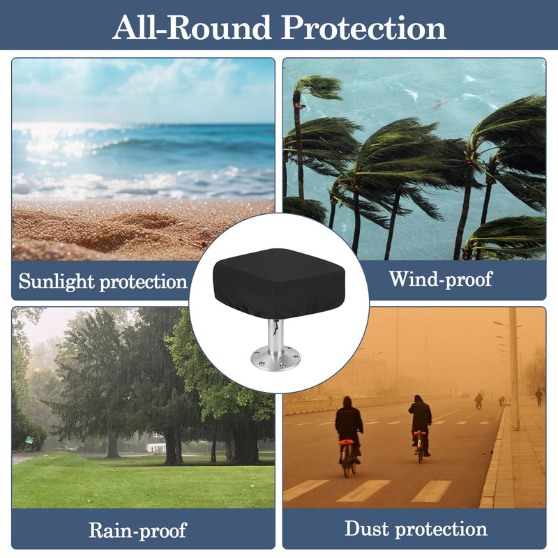 Klmnop 2 Pack Waterproof Boat Folding Seat Covers, Heavy Duty 420D Silver-Coated Oxford Fabric All-Weather Protective Cover for Boat Folding Chairs, 18" W x 20" D x 14" H Black