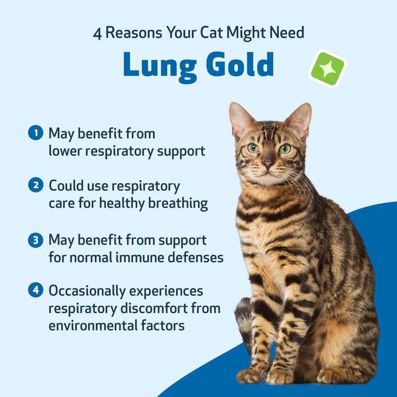 Pet Wellbeing - Lung Gold for Cats - Natural Breathing Support for Felines - 2oz (59ml)