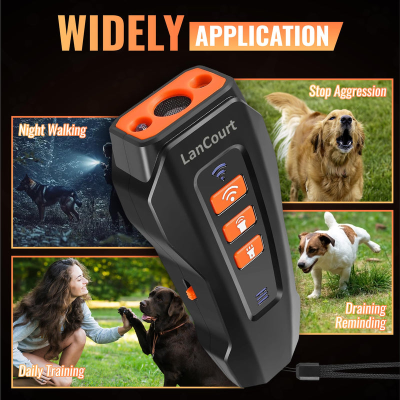 Dog Bark Deterrent Ultrasonic Device Within 33FT, Ultrasonic Anti Barking Indoors, Outdoor, and Flashlight. Rechargeable and Portable Anti-Barking Device