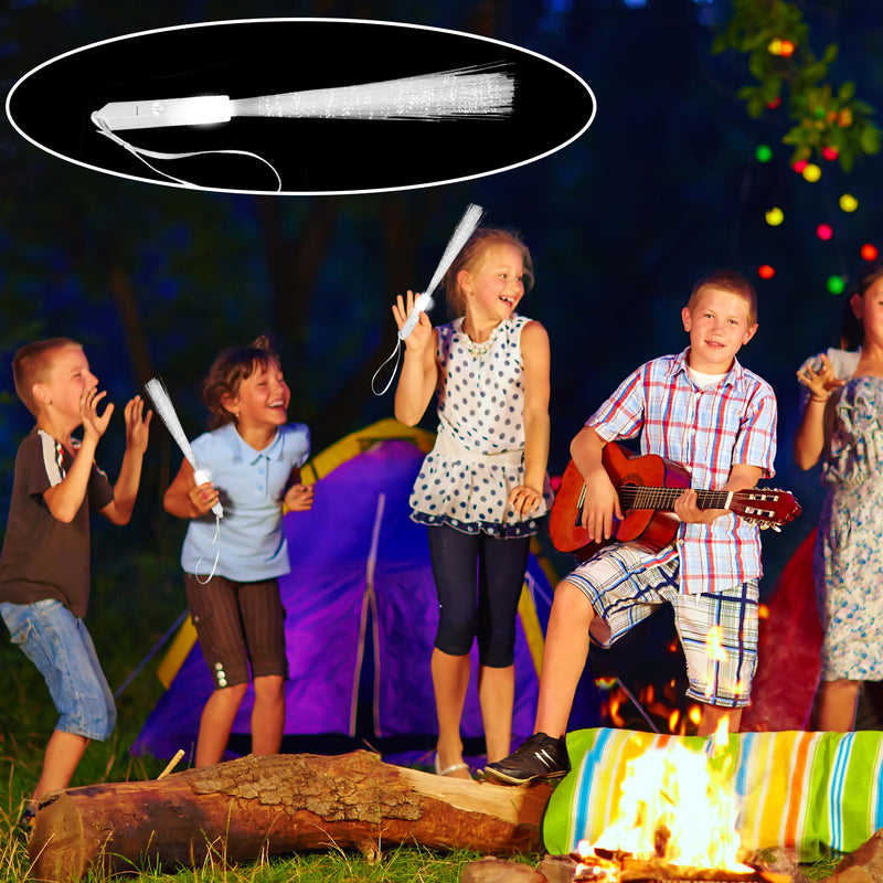 80 Pcs White Fiber Optic Wands LED Light Up StickS Glow in The Dark Wand White Flashing Sparklers with 3 Light Modes for Glow Birthday Wedding Entertainment Props Party Supplies 80