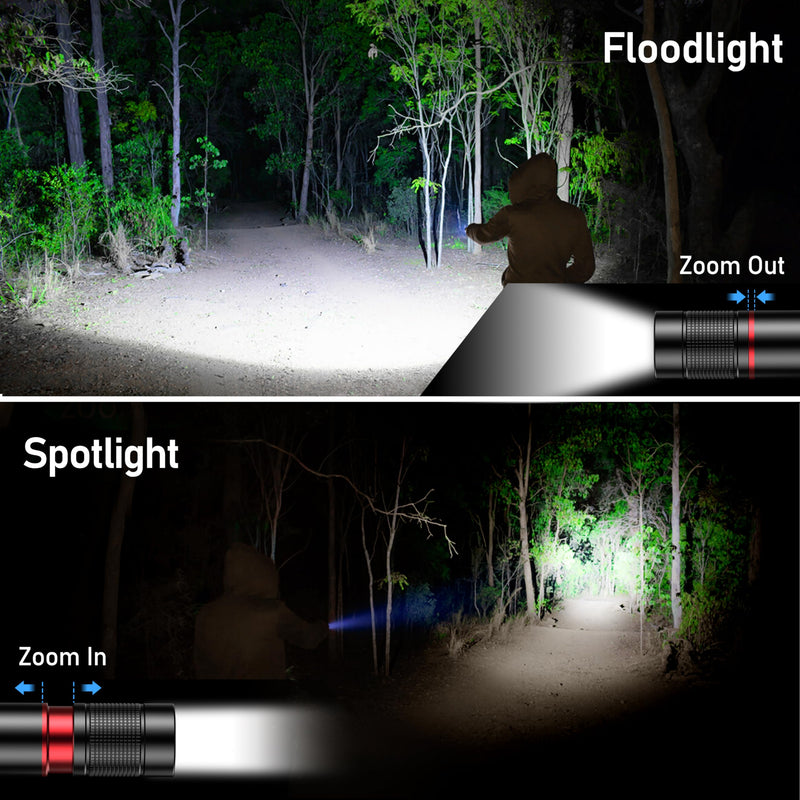 Blukar Flashlight Rechargeable, 2000L High Lumens Flashlight, Super Bright Small LED Flash Light- Zoomable, Adjustable Brightness, Long Lasting for Camping, Outdoors and Home Emergency Black 1 Pack