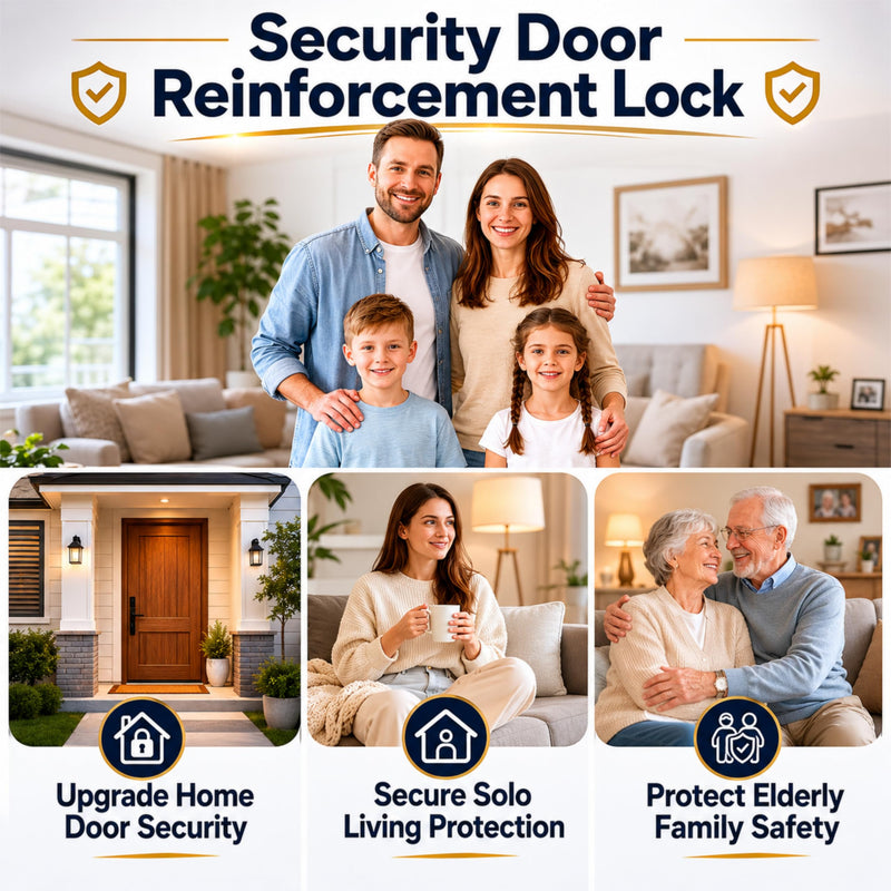 Door Reinforcement Lock 2 Pack, Home Security & Kids Safety | 800lbs Kick-in Defense; INWARD Swing Doors ONLY; Childproof Pinch-to-Unlock; Heavy-Duty Aluminum; Free Drill Bit Included