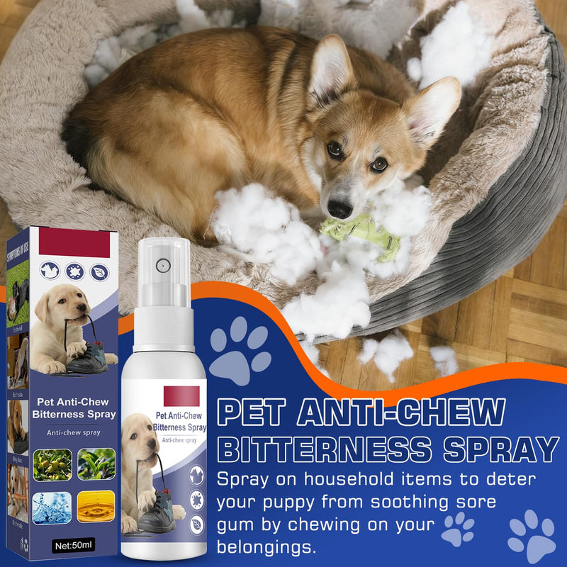 Nupec Anti-Chew Bitter Dog Spray, Natural Ingredients No Chew Spray for Dogs, No More Marking Stops Barking, Nibble, Jumping Up, Food Stealing, Anti Chew Spray for Dogs and Cats（Blue）