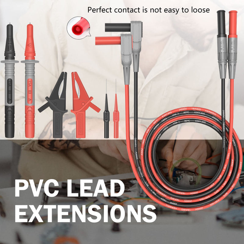 Test Leads Set HANDSKIT Double Insulated Electrical Multimeter Test Lead Kit, Test Leads Probes 4mm Banana Plug with Alligator Clips 30A and Needle Probe 0.7mm