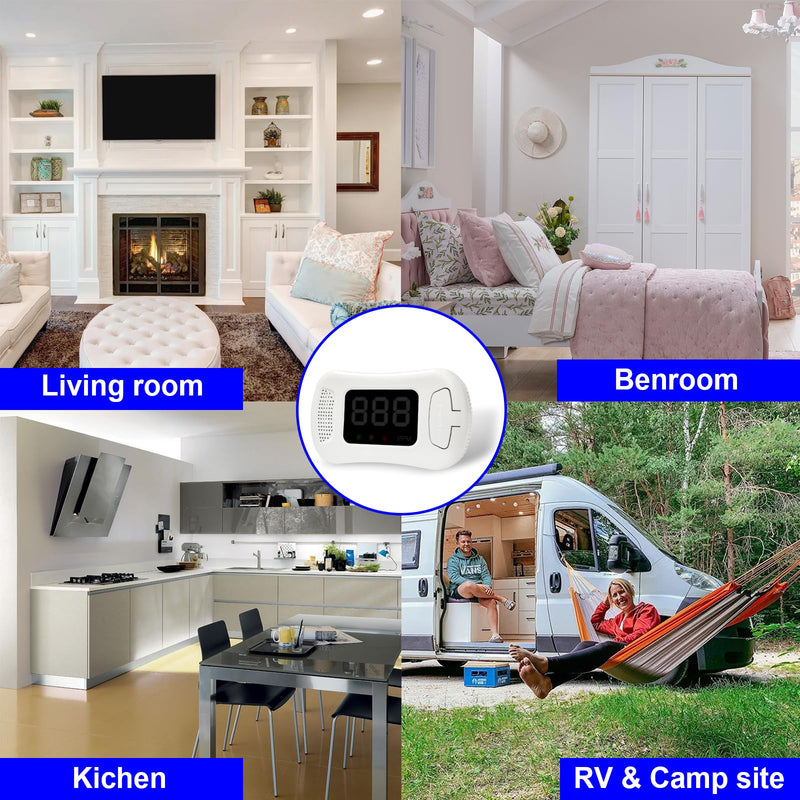 2 Packs Carbon Monoxide Detectors,CO Alarm Detector Monitor Battery Operated with PPM Value Display,Carbon Monoxide Alarm with Sound &Light Warning,Accurate & Easy to Read,for Home Kitchen Office