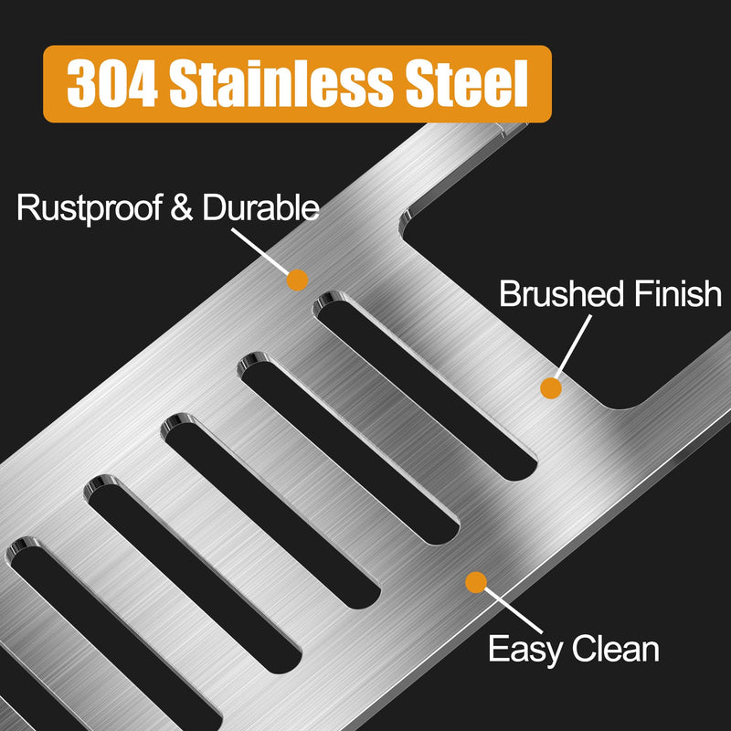 Neodrain Brushed Shower Niche Shelf, Fits 12 Inch Prefab Niches | 3mm Thick, Sturdy & Rustproof 304 Stainless Steel, Compatible with 1/8" Grout Lines, Fast Drainage,Tool-Free Drop-in, 1 Pack
