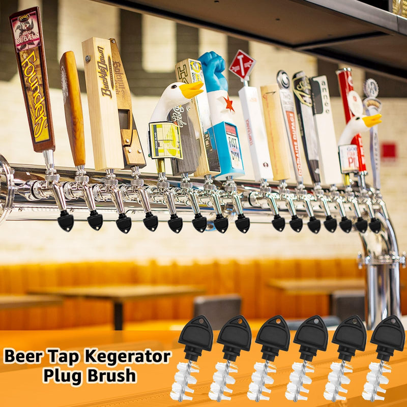 Beer Faucet Cap Keg Tap Brush, 4Pcs Beer Tap Plugs & 4Pcs Kegerator Tap Cover for Most Standard American Beer Faucets