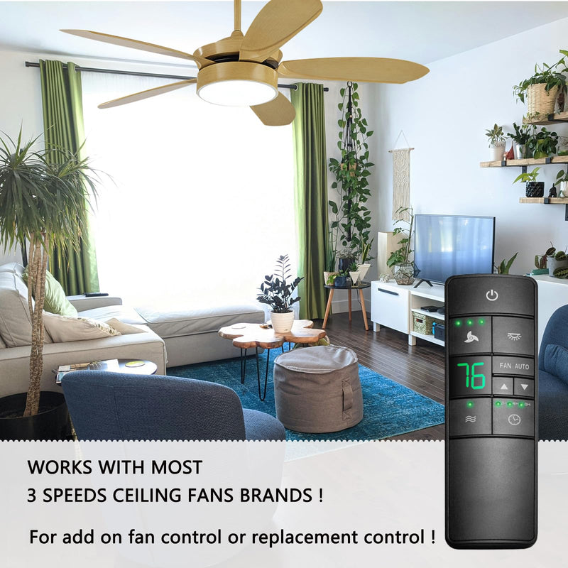 Thermostatic Ceiling Fan Remote Control Replacement for Hampton Bay 2AAZPHD3/HD3 KUJCE10320/TR222A, with Timer Light Dimmer, 3-Speed Wall Mount (Remote Only) HD3 Remote Only