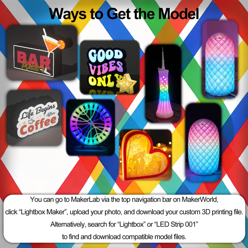 3Pack Strobe LED Lamp Kit 001 for Bambu Lab, Iridescent RGB Smart 3D Print LED Strip Light Kit, Bundle-ZH037 1M/3.28FT 3D Printing Lamp Accessories, 60 LEDs Models Lamp DIY, 16 Milllion Colors 3Pack