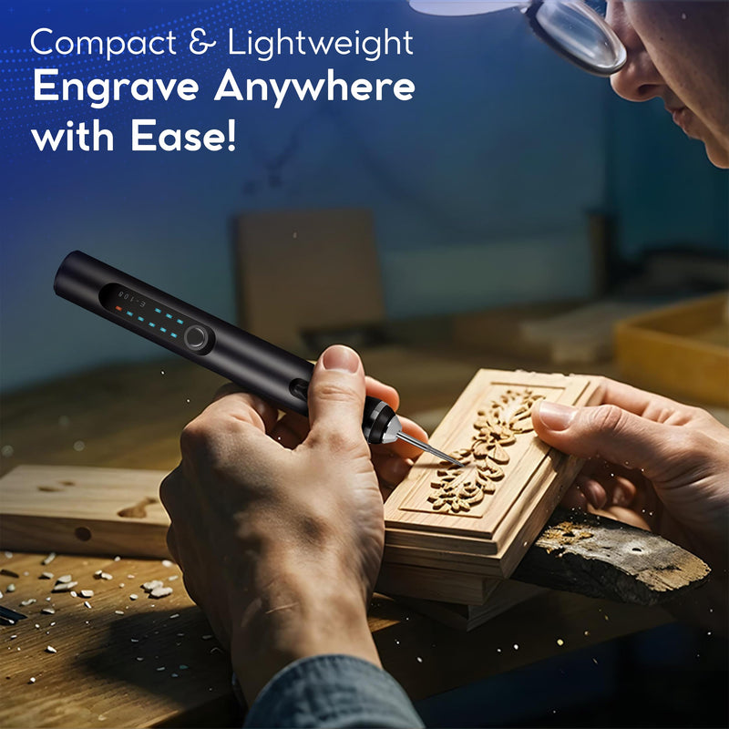 ELK Customizer Engraving Pen for All Materials - 2025 Upgraded Torque - Rechargeable, Wireless & Beginner Friendly - Engrave 50+ Surfaces - for DIYers & Artists - 30+ Bits & Tools Included - Black Black V2