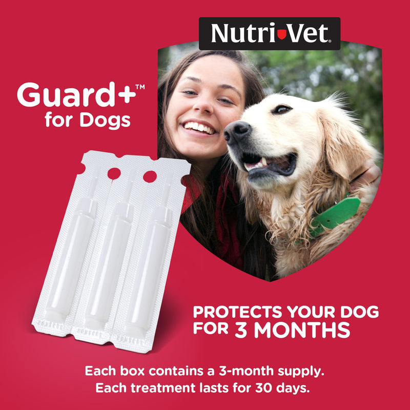 Nutri-Vet Guard+ for Dogs, Flea and Tick Prevention Spot On Drops, Topical Treatment for Dogs 45-88 lbs, Puppy Essentials, Waterproof Formula, 3 Monthly Doses, 90 Days of Protection Large