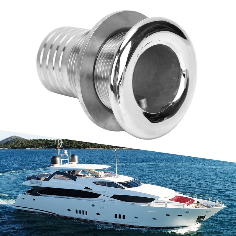 Tissting 316 Stainless Steel Thru Hull Fitting for Marine Boat Drainage - Hose Connector, Straight Drain Plug for Yacht, Sailboat, RV Water System 1-1/2 inch