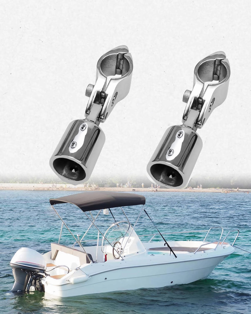 Bimini Top Hardware Kit, 4Pcs 316 Stainless Steel Eye End Caps and Hinged Jaw Slides with Lock Nut for 7/8'' or 1'' OD Boat Canopy Tubing, Includes L-Shaped Hex Key White7/8''