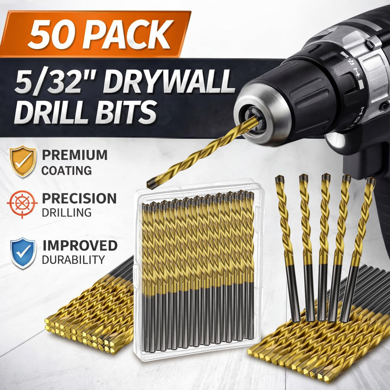 Tondiamo 50 Pcs 5/32 Drywall Router Bits Drywall Guidepoint Cutting Bits M2 High Speed Steel Spiral Cutout Tool for Use with Spiral Saw 5/32"