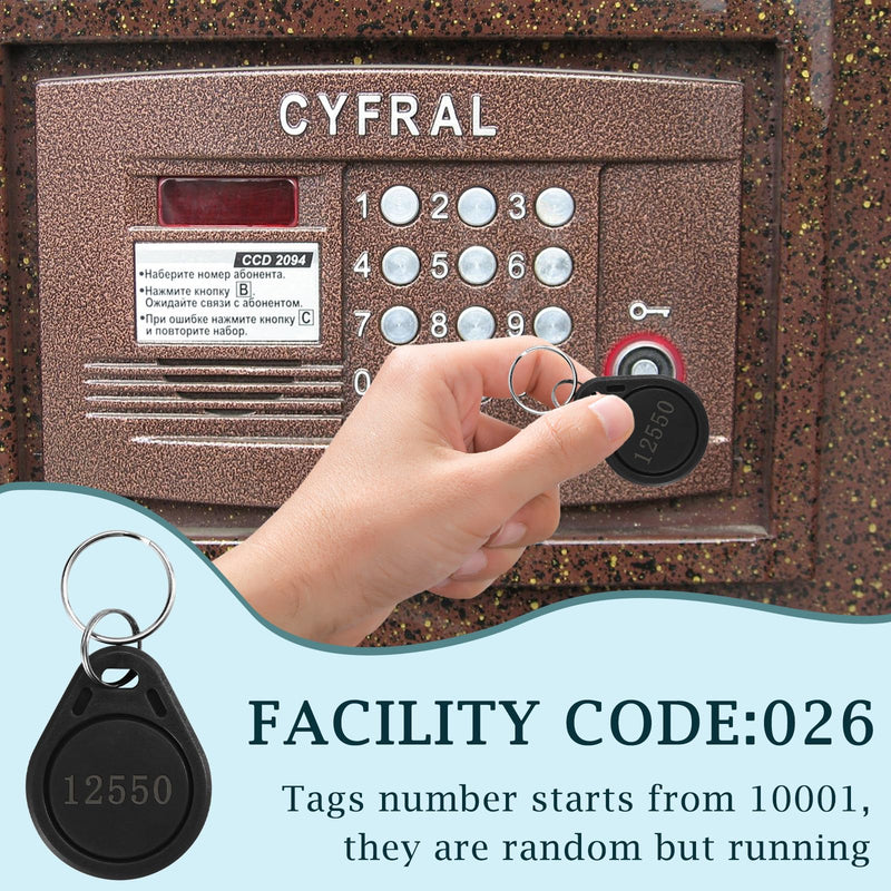 50 pcs 26 Bit Key Fobs Black RFID Keyfobs Writable Proximity Fob 125kHz Prox Cards Compatable with ISOProx 1386 1326 1346 H10301 Format Readers, Works with Vast Majority of Access Control Systems 50 pcs