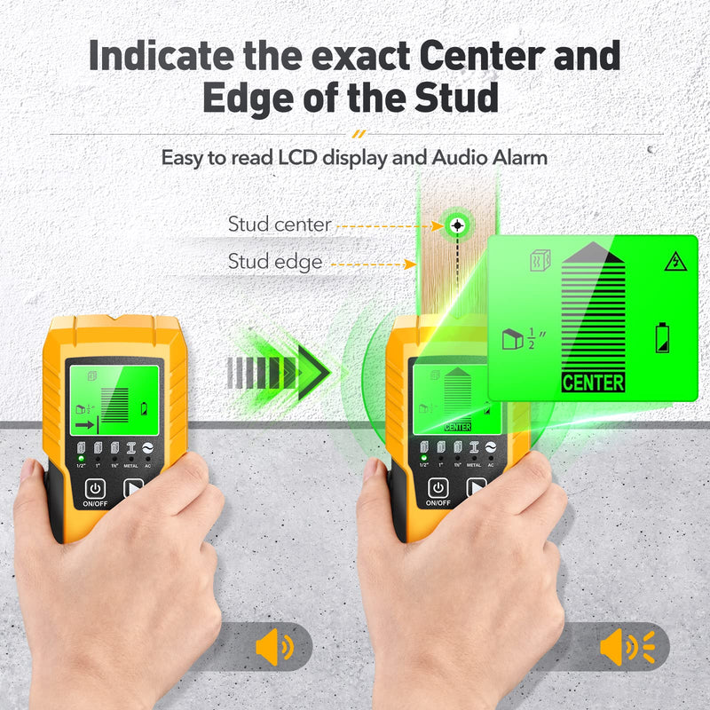 Stud Finder Wall Scanner Detector - 5 in 1 Electronic Wall Wood Metal Stud Locator Edge Center Sensor Beam for Live AC Wire Pipe Metal Lumber Joist Drywall Framing Detection Black