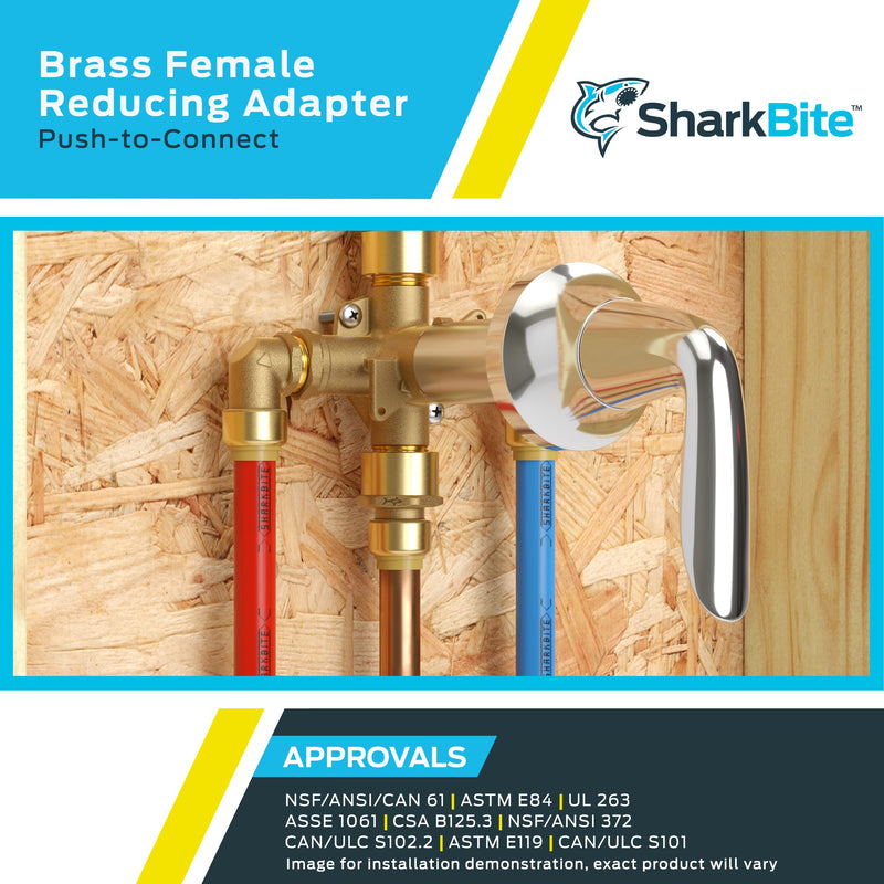 SharkBite 3/4 Inch x 1/2 Inch FNPT Adapter, Pack Of 6, Push To Connect Brass Plumbing Fitting, PEX Pipe, Copper, CPVC, PE-RT, HDPE, U092LF SharkBite 3/4 in. x 1/2 in., 6 Pack