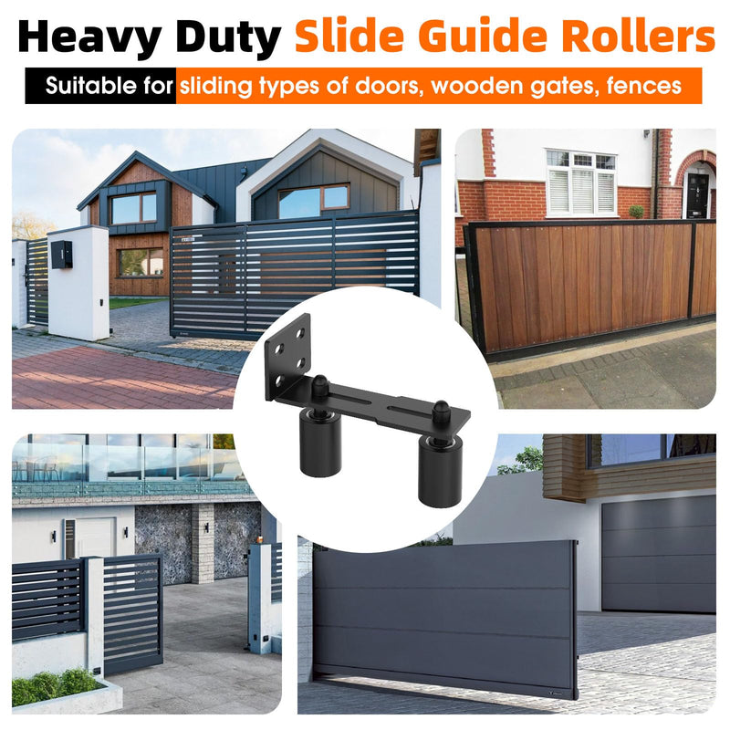 Heavy Duty Sliding Gate Guide Roller Hardware Kit, 3" Black Nylon Wheels with Steel L-Bracket, Adjustable Slide Gate Guide Roller for Rolling Door, Wood, Garage (Black-1pc, 3in) Black-1pc