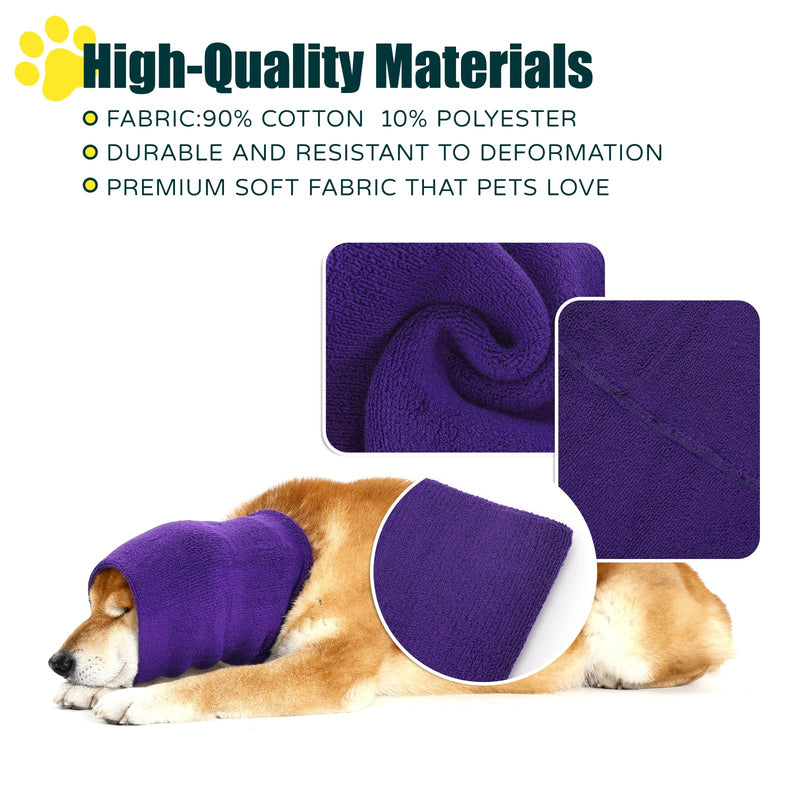 Dog Calming Hoodie Quiet Head Cover Sleeves Double Layer Thickened Dog Ear Muffs Noise Protection,Dog Hematoma Ear Wrap, Dog Headband for Anxiety Relief for Bath, Thunderstorms Small Purple