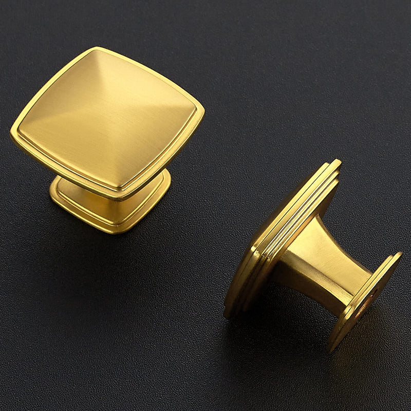 Ravinte 10 Pack Gold Kitchen Cabinet Square Knob Single Hole Cabinet Hardware for Dresser Drawer Cabinet Pulls Drawer Knobs Cabinet Knobs Contemporary Antique Rustic