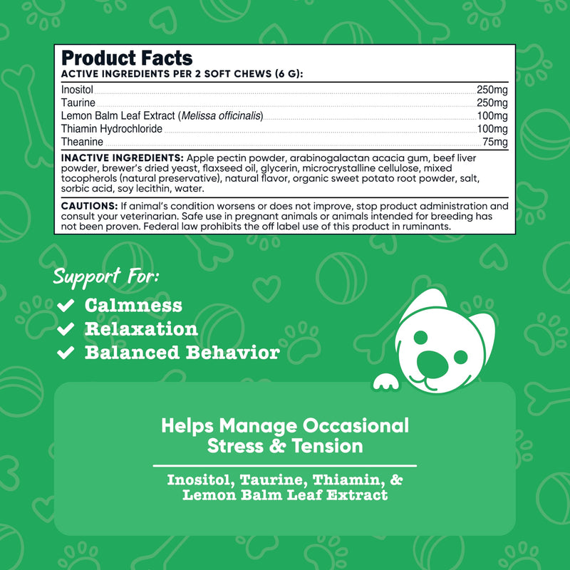 Nutricost Pets Calming Support Soft Chews for Dogs (Beef Flavored) 60 Soft Chews - Helps Manage Occasional Stress & Tension - PawsPlanet Australia