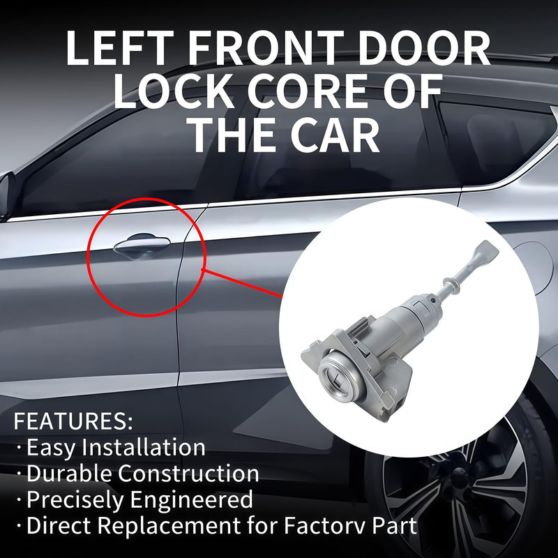 Front door lock cylinder 2 Keys, Compatible with 2011-2016 Hyundai Elantra, 2011-2016 Hyundai Elantra Driver side door lock cylinder, Replace OE 81970-3XA00 819703XA00