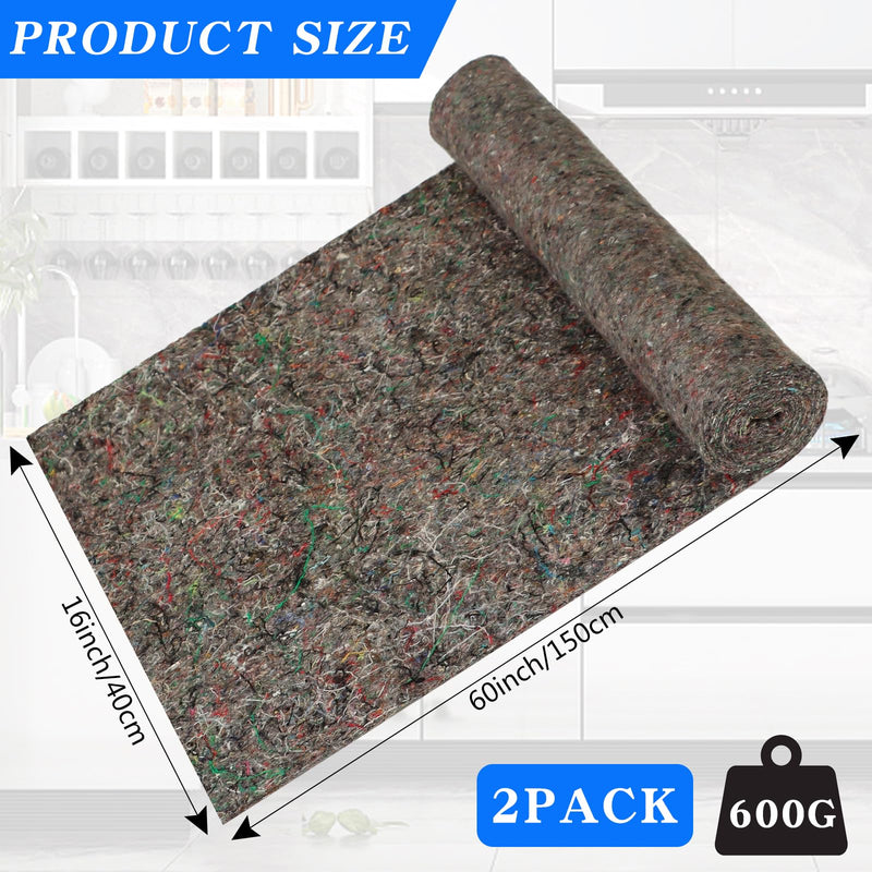 2Pcs Dishwasher Insulation Blanket Wall Insulation Pipe Insulation Blanket Sound Insulating Roll Cotton Blanket Insulation Blanket Wall Insulation Blanket (Grey, 16 x 60 Inches)