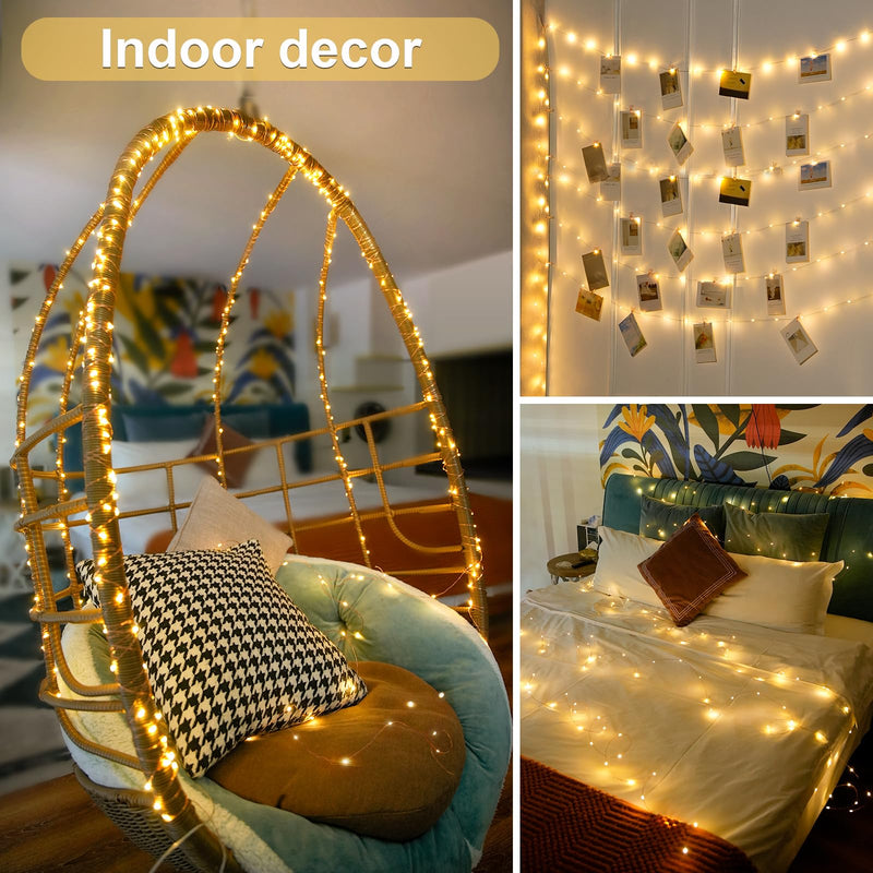 JMEXSUSS 2 Pack Fairy Lights Battery Operated with Remote, Total 400 LED 132ft Battery Powered String Lights, Twinkle Fairy Lights for Bedroom Indoor Outdoor Patio Tree Valentine Decor, Warm White 2 Pack 200LED *Warm White