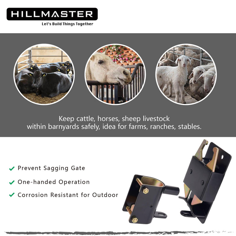 Heavy Duty 2 Way Farm Gate Latch, Two Way Fence Gate Latch for Metal Gates Livestock Cattle Gate Latches Gate Hardware for Horse Corrals, Ranches(Screws and Instructions Included) 1 Pack