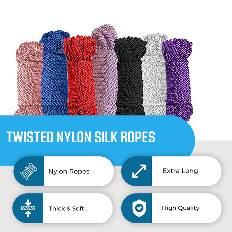 Soft Silk Rope Solid Braided Twisted Ropes 10m Durable and Strong All Purpose Twine Cord Rope String Thread Cord (Lavender) Lavender