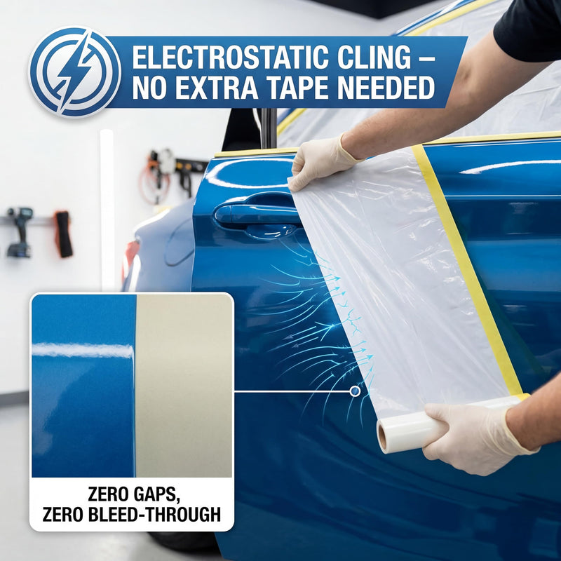 Pre-Taped Masking Film for Car Painting – 3 Pack Painters Plastic Sheeting with Automotive Tape and Drape, Paint Plastic Covering Cars, Appliance, Windows and Furniture Protection (35 Inch) 35 Inch