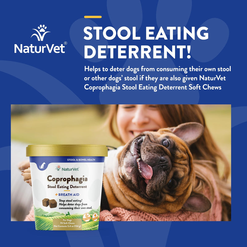 NaturVet – Coprophagia Stool Eating Deterrent Plus Breath Aid – Deters Dogs from Consuming Stool – Enhanced with Breath Freshener, Enzymes & Probiotics – 70 Soft Chews - PawsPlanet Australia