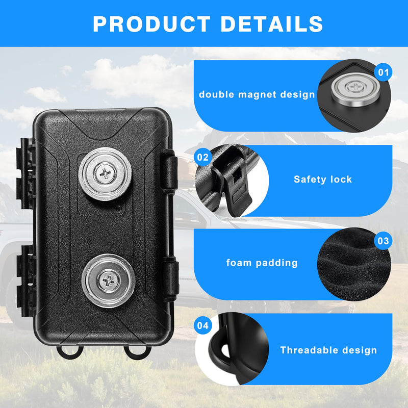 Magnetic Key Holder Under Car, Waterproof Magnetic Key Box, Hide a Key Outside with 2 Strong Magnets,Key Hider for Outdoor Travel,Magnetic Key Lock Box Under Car,Never Coming Off - NewNest Australia