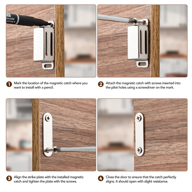 Ravinte Cabinet Door Magnets, 90lbs Strong Magnetic Door Catch, Heavy Duty Magnet Latch, Closet Door Magnetic Catch, Concealed Magnets for Cabinet Doors Cupboard Drawer Wardrobe Closet, 2 Pack Silver X-Large-90 lbs
