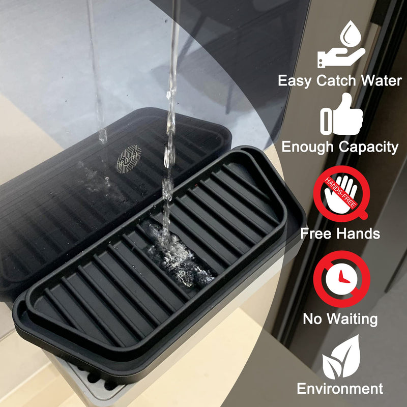 KindGa Refrigerator Drip Catcher Tray,Protector Ice and Water Dispenser Pan,Fridge Spills Water Pad Catch Basin for Drainage 2 Pack (Rectangular,Black) 2 pack Rectangular Black