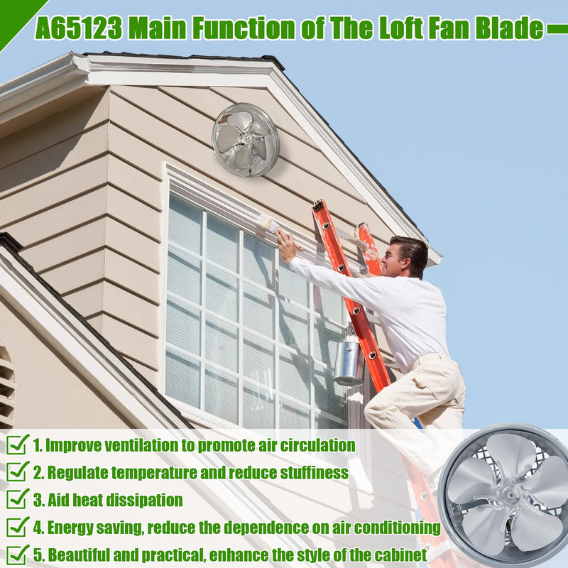 A65123 Attic Exhaust Fan Blade Replacement Propeller 12 Inch Dia. 5 Blade