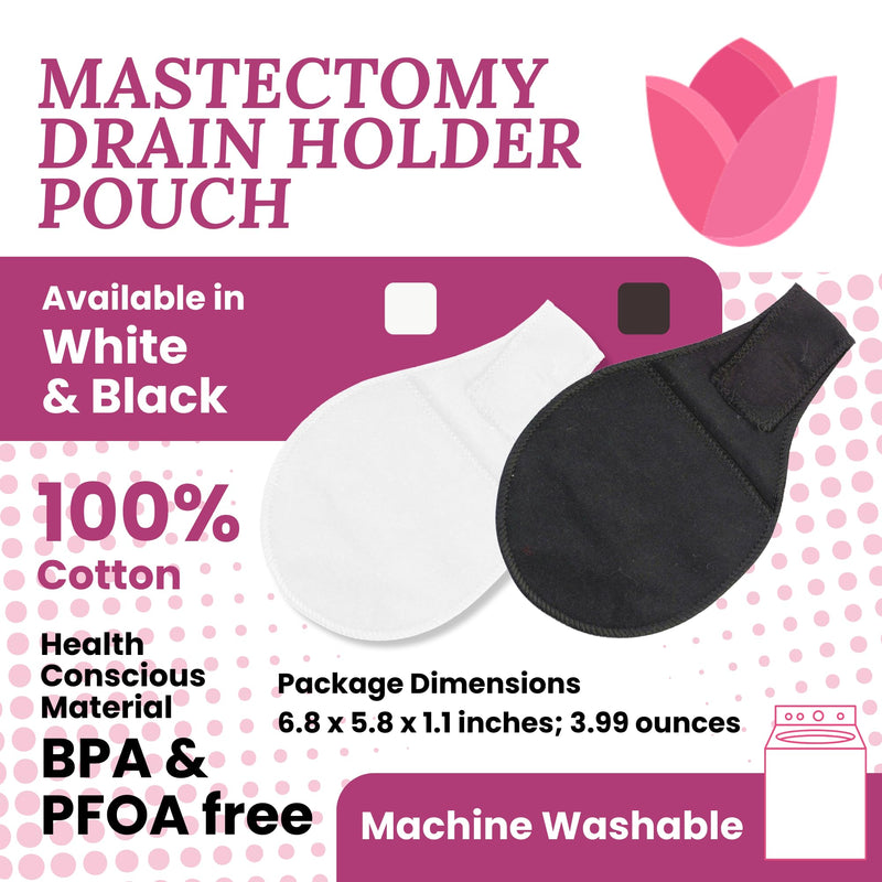 Gentle Touch Surg-Ease Drain Holder Pouch - Essential Surgical Recovery Supplies for Post Mastectomy, Lumpectomy, and Breast Surgery - Surg-Ease Drain Pouch Compatible with Surg-Ease Bra - Black
