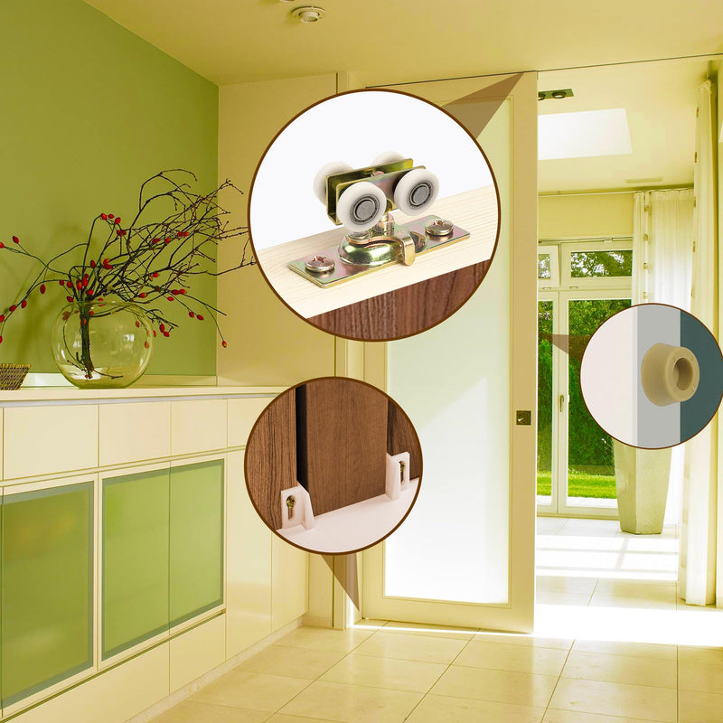 3/4" RV Pocket Door Ball Bearing Hangers Fit Johnson Part #1025, #JR20565 & #H530, Works with 111/118F Series Track, Upgraded Quad Rollers, 13/16" C.T.C, Min. 1" Thick Doors, 2 Pack N 6847 Quad