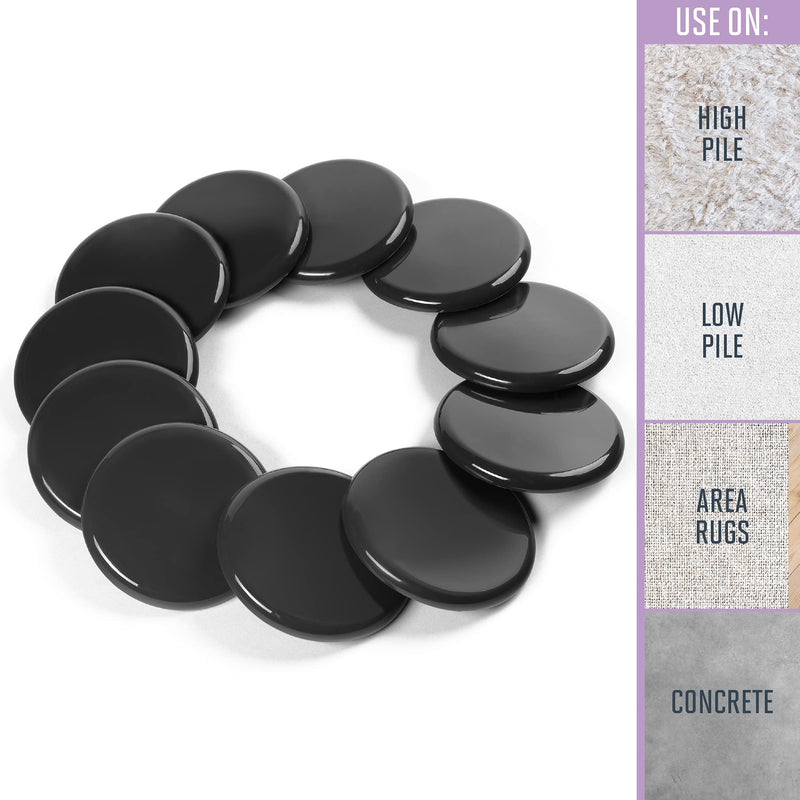 Super Sliders 3 1/2" Round Reusable Furniture Sliders for Carpet - Effortless Moving and Surface Protection, Black (4 Pack) 4 Count (Pack of 1)