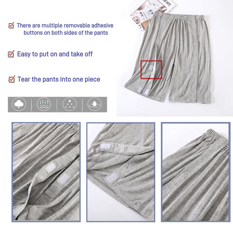 Bedridden Patient Clothing,Tearaway Disability Clothing for Post Surgery,Special Care Clothing,Suitable for Home Care,Post-Operative,Fractures,Rehabilitation Center,Elderly,Grey XX-Large Grey