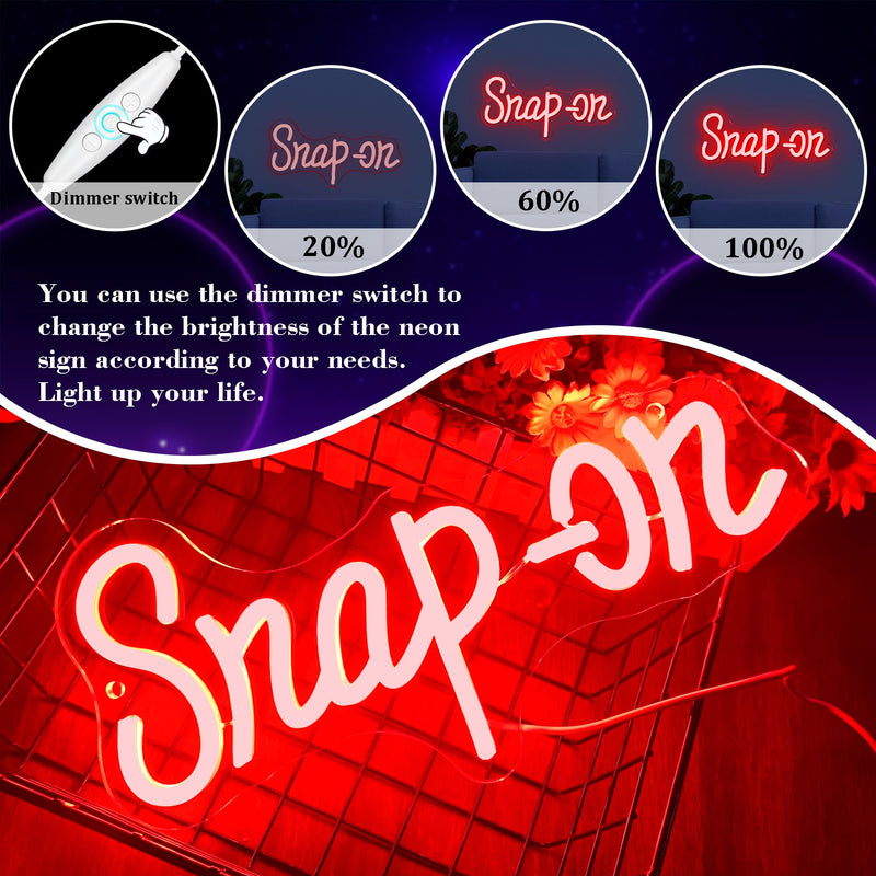 Snaps Tools Neon Sign, Dimmable Garage Shop Neon Light Sign Home Decor Wall Art Sign, 12.9 x 6.6 in, USB Powered for Garage Auto Repair Workshop Bar Beer Christmas Gifts